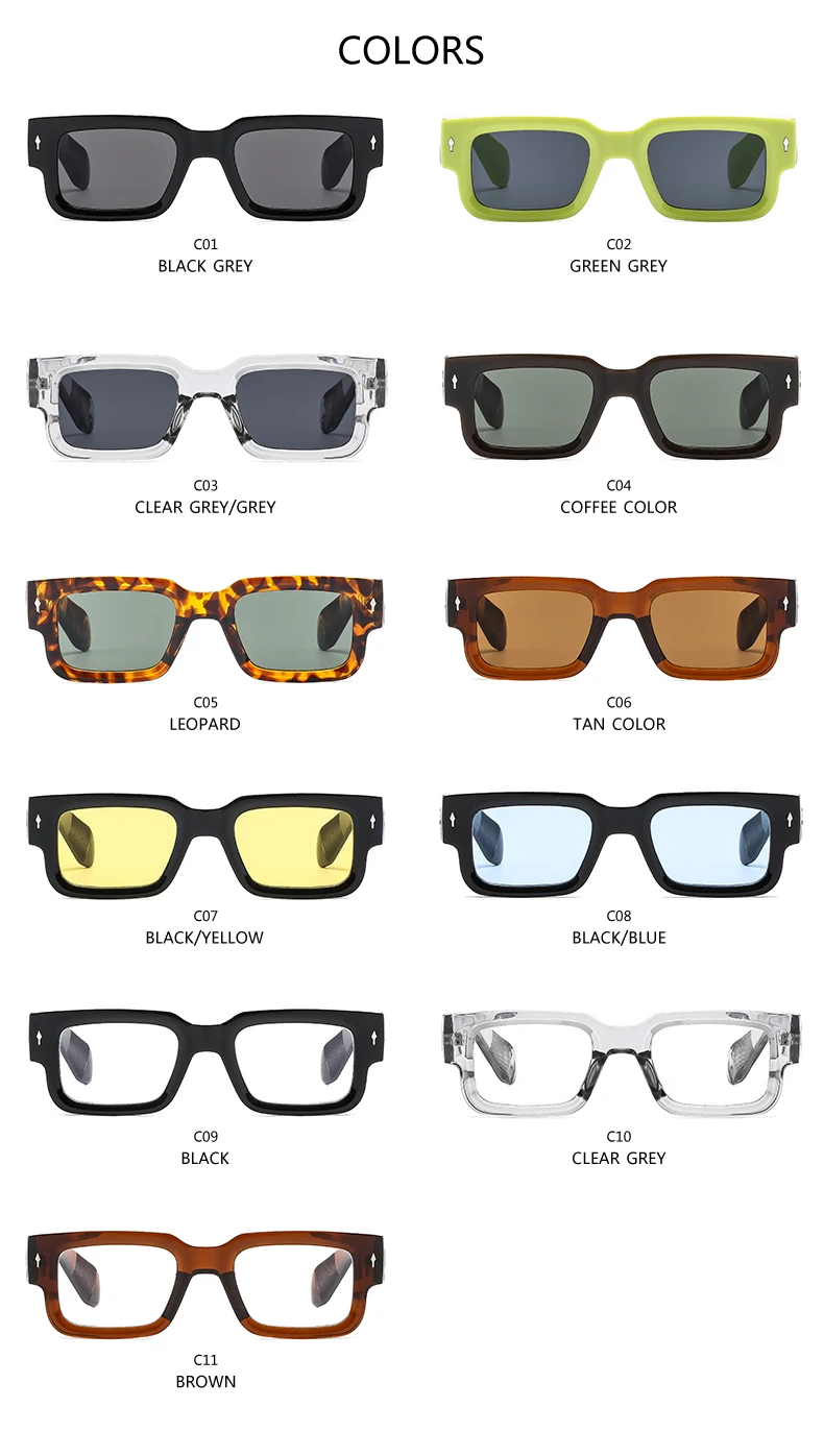 Schutzbrille Y2K Mode Kleine Quadratische Sonnenbrille Frauen Niet Design Sonnenbrille Männer Shades Bunte Rahmen Shades UV400 – Detail 8