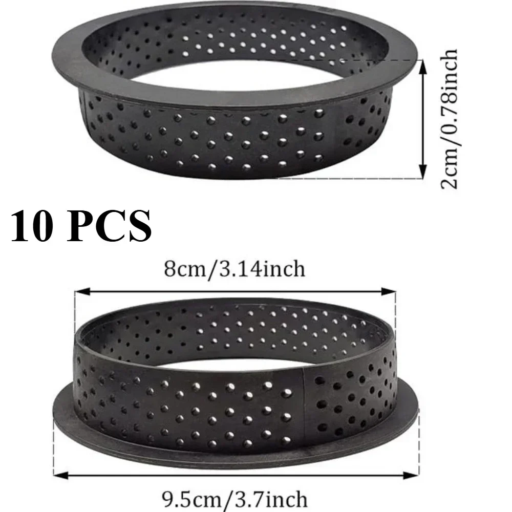 10pcs Mousse Tartlet Moulds Various Shapes Perforated Plastic Dessert Mousse Tart Ring Home DIY Fruit Pie Cake Baking Tools mousse tartlet moulds