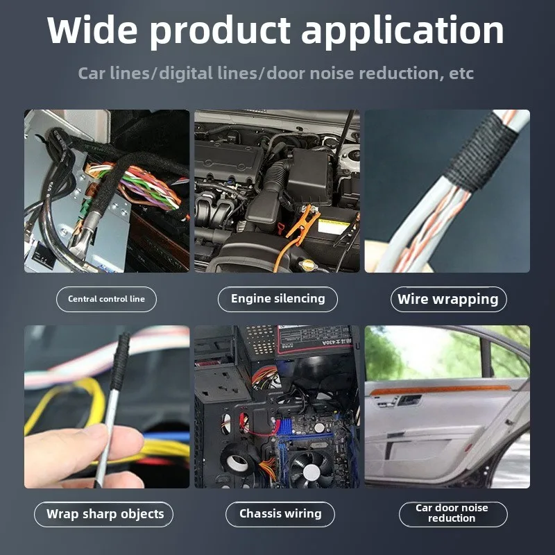 Wiring Harness Tape Polyester Wire Harness Tape Insulation Noise Reduction Shock Absorption Retardant High Temperature Car Bundling Flannel Tape