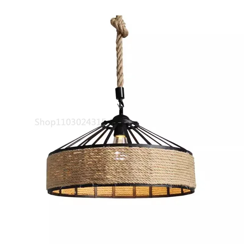 

Classical Hemp Rope Pendant Hanging Lamp Lustre for Ceiling Chandelier Classic Retro Antique Industrial Iron Dining Room Light