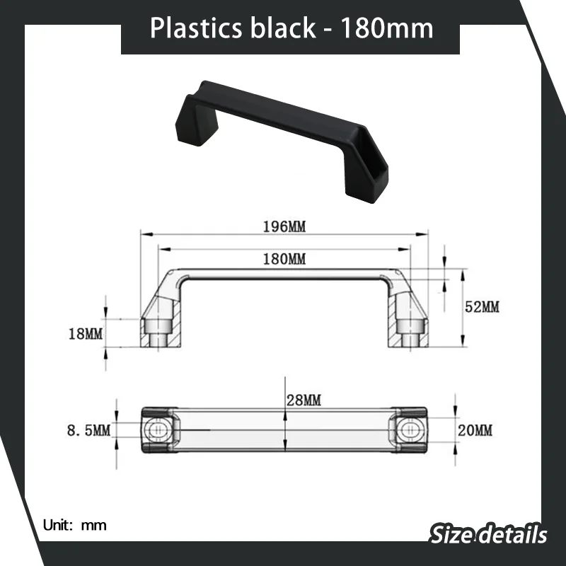 Description Picture 6 of itemPlastic Black Nylon Handle Drawers Electrical Cabinets Industrial Equipment Toolboxes Machine Tools Exposed Outside The Door
