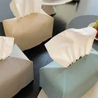 Tissue Box Cover Refined PU Leather Foldable Tissue Box Holder - Decorative Holder/Organizer for Bathroom Vanity Countertop 1