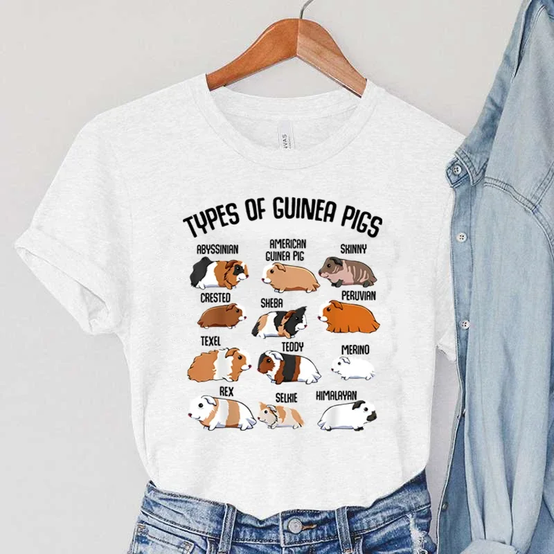 

Guinea Pig T-Shirts Women Pets Guinea Pig Tops Cartoon Animal Women's Casual Fashion Clothing Summer Round Neck Female T-Shirts
