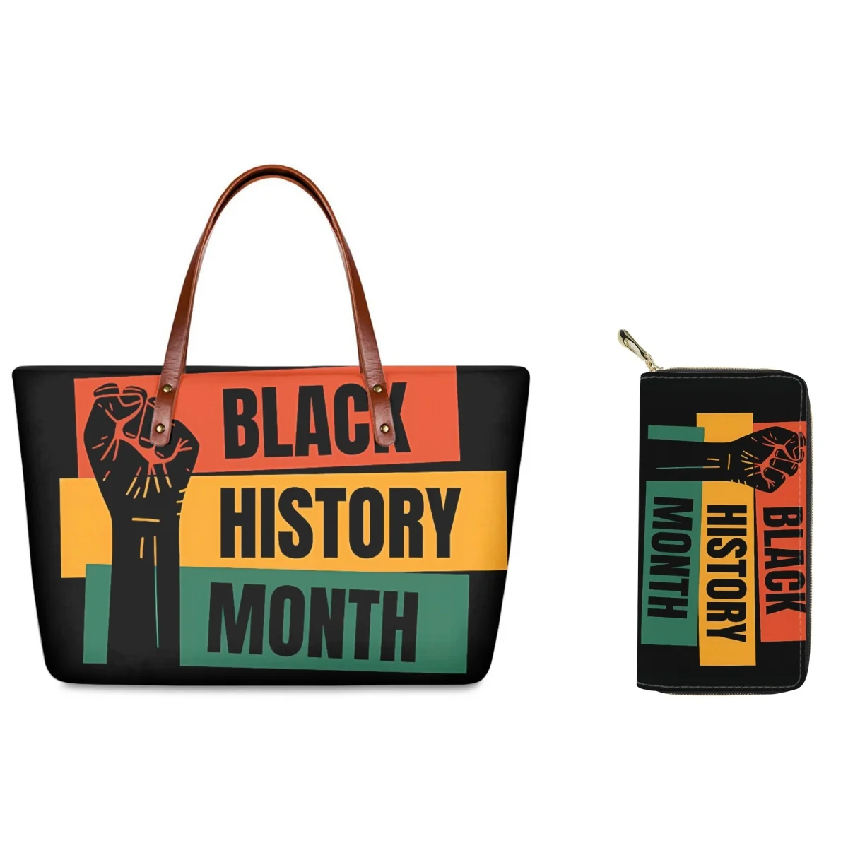 

FORUDESIGNS Black History Month Theme 2Pcs/Set Totes Bags Fashion Ladies Large Capacity Handbags High Street Convenient Shopping