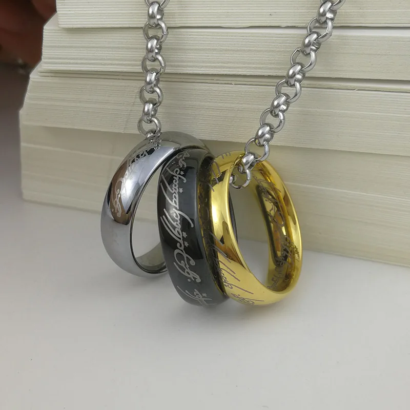 My Precious!  Gold / Black / Silver Color 6mm Tungsten Carbide Ring + Stainless Steel Chain Fashion Jewelry The One Ring 2
