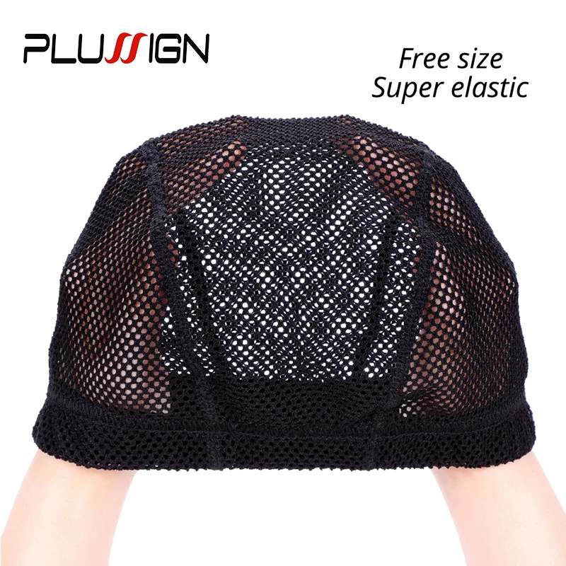 Wig Caps Hair Nets Wig Accessories Plussign Soft Crochet Wig Cap Thick Mesh Dome Cap for Making Wigs 1Pcs/Lot