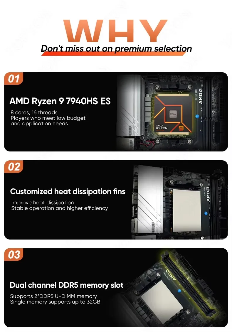 Topton Motherboard AMD Ryzen 9 7940HS ES 7840HS ES 2xIntel i226-V 2.5G LAN 2xNVMe 4xSATA3.0 2xDDR5 2xHDMI2.1 Mini ITX Soft Route 5