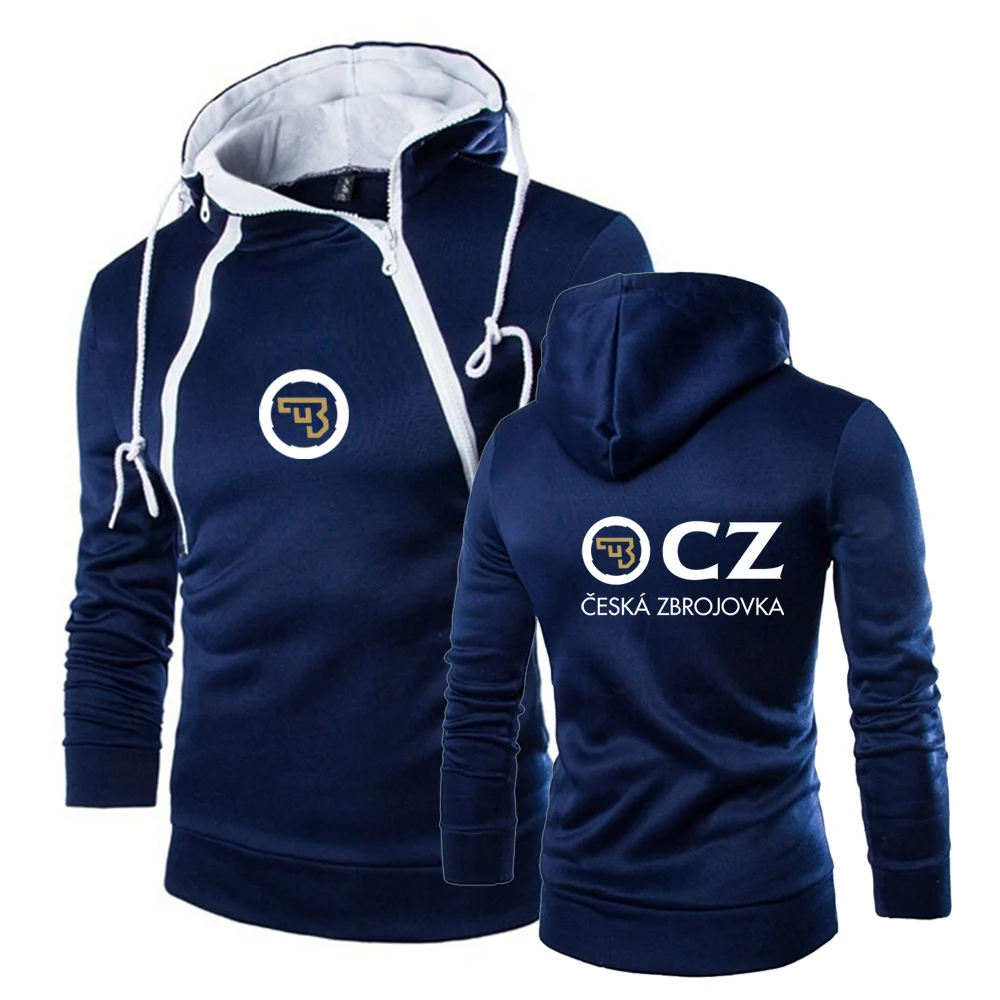 

Новинка 2024, трехцветный дизайнерский свитер с капюшоном и логотипом CZ на молнии, осенняя мужская Спортивная рубашка с капюшоном и длинными рукавами, Ceska Zbrojovka