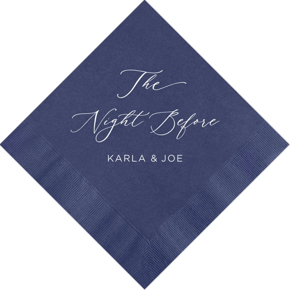 

Personalized Rehearsal Napkins Custom Printed The Night Before Beverage Cocktail Luncheon Dinner Guest Towel Napkins Imprinted F