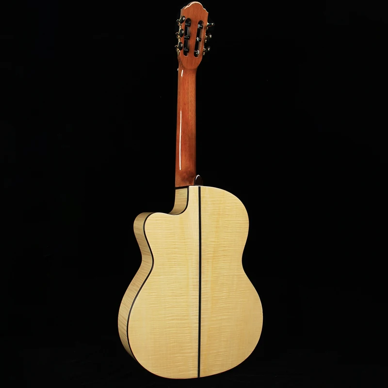 Classical Guitar 39 Inch Flame Maple Cutway with Radian Corner Spruce Solid Wood Top with EQ