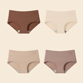 4PCS High Waist Women's Panties Body Shaper Underwear Breathable Cotton Underpants Plus Size M-5XL Panty Slimming Female Briefs 4