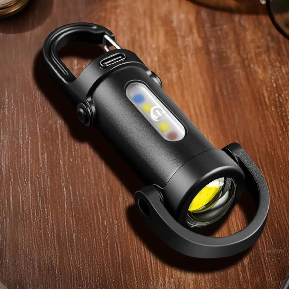 강력한 미니 COB LED 키체인 손전등 USB 충전식 걸이형 작업등 방수 키링 캠핑 산책용 포켓 램프 ﻿