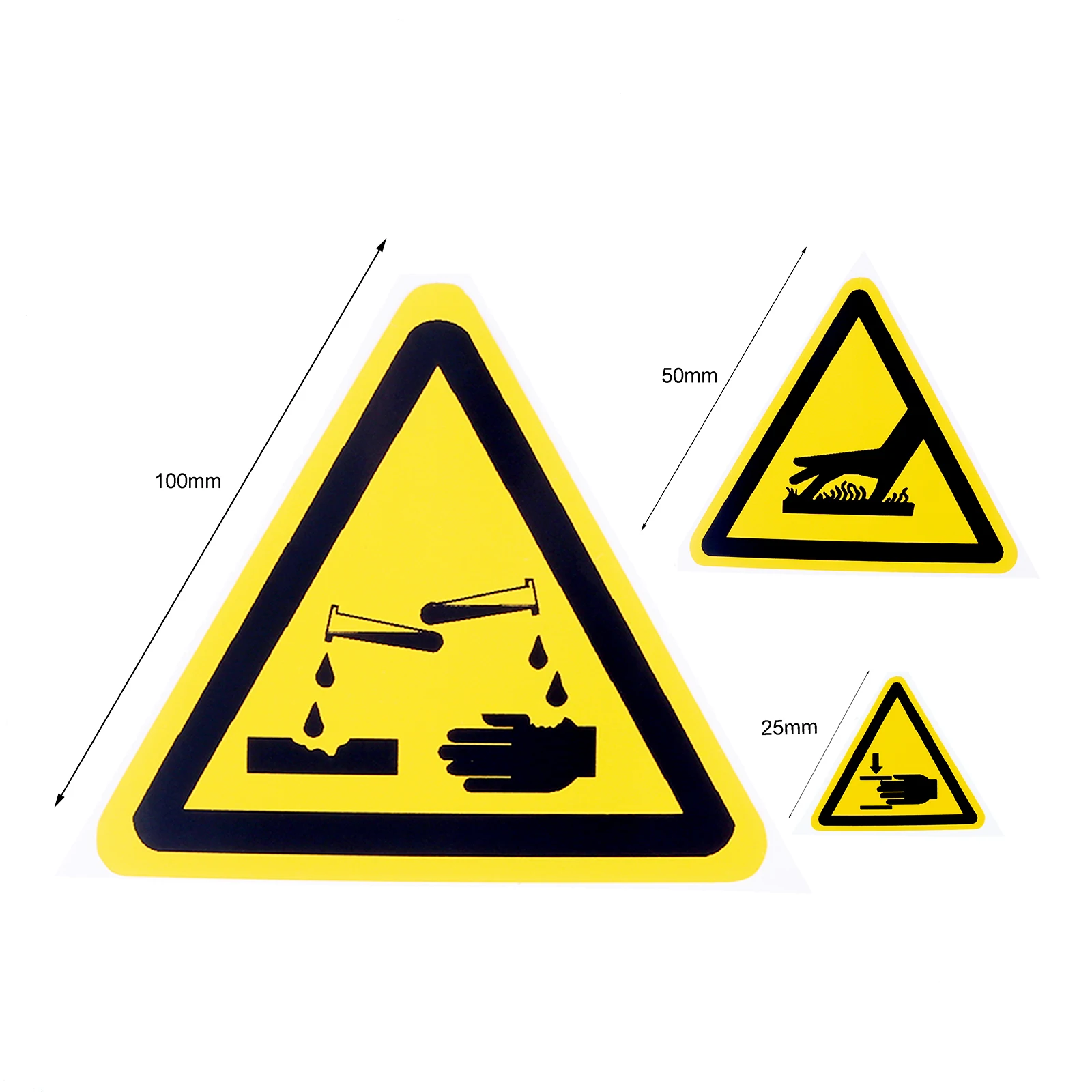 Label Sticker 5pcs Triangle Warning Sign Sticker Alarm Label Beware Hurting Heating Corrosion Poison Laser Bumping Adhesive 2.5/5/10cm