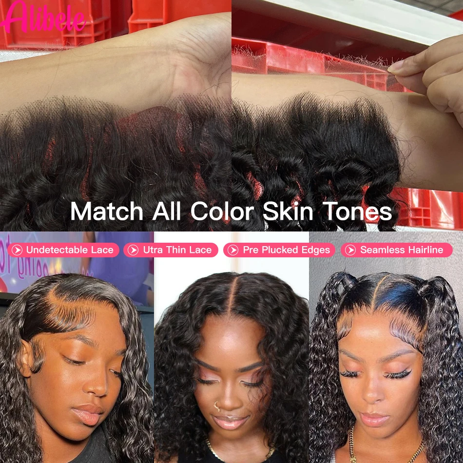 Loose Deep 13X6 Transparent Lace Frontal Only Pre-Plucked Hairline 13x6 Lace Front Closure 150% Density Natural Black 14- 24Inch