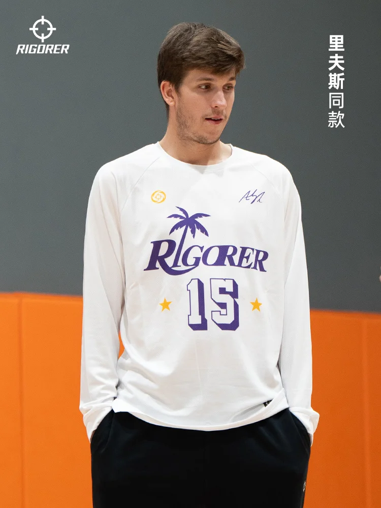 Rigorer Austin Reaves Signature Round Neck Long Sleeves T-shirt basketball jerseys men sport tees for Basketball Training