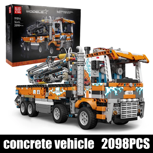 MOULD KING 19014 HeavyDuty Tow Truck Building Kits Pneumatic Concrete