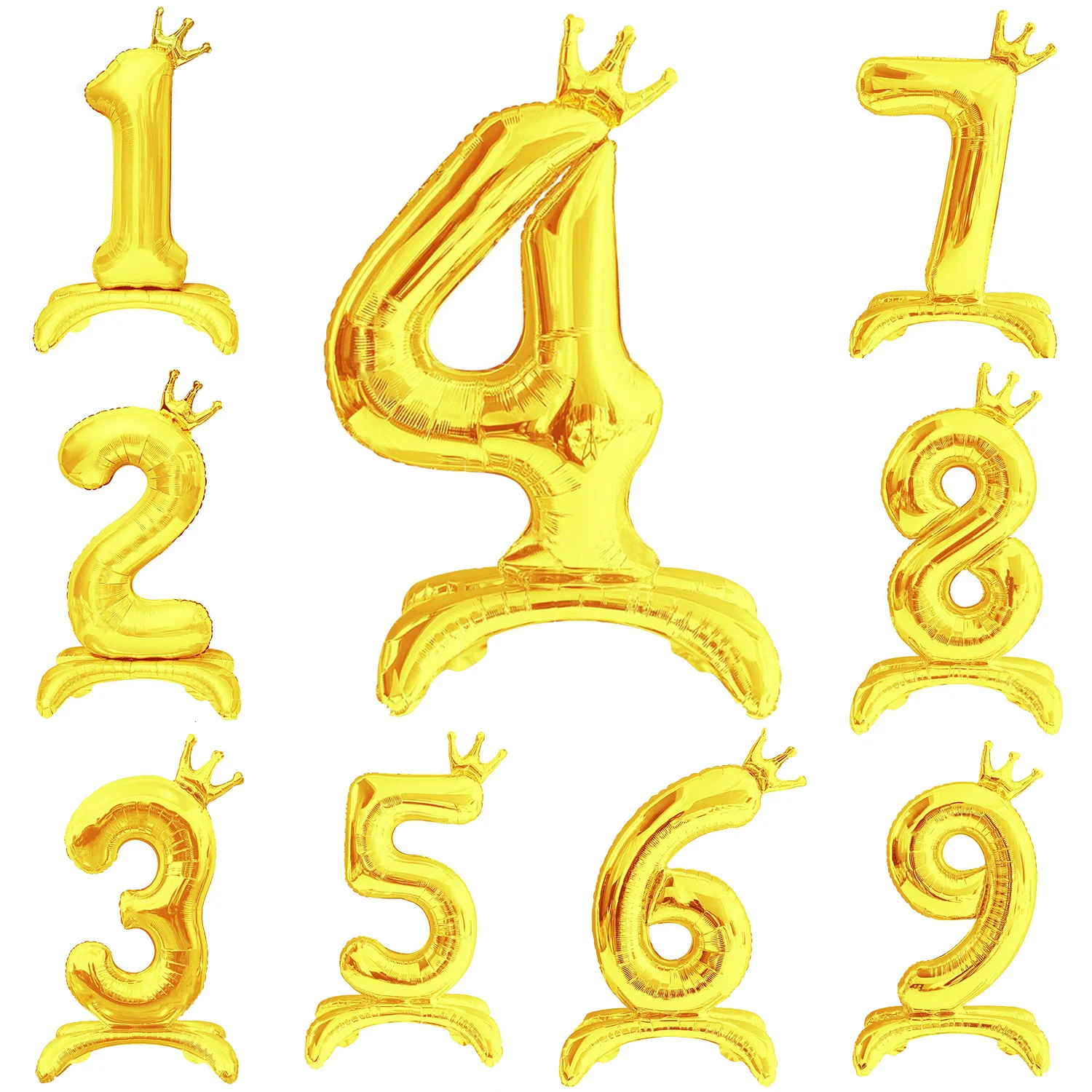 

32 Inch Standing Crown 1-9 Digital Balloon Number Small Fresh Foil Balloon Children's Birthday Baby Shower Party Decoration