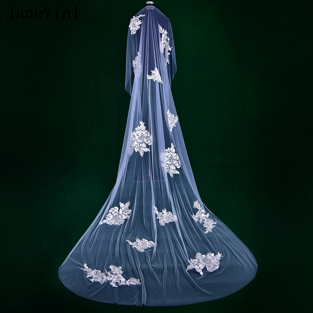 

Кружевная свадебная фата с цветочной аппликацией и блестками, 3 метра