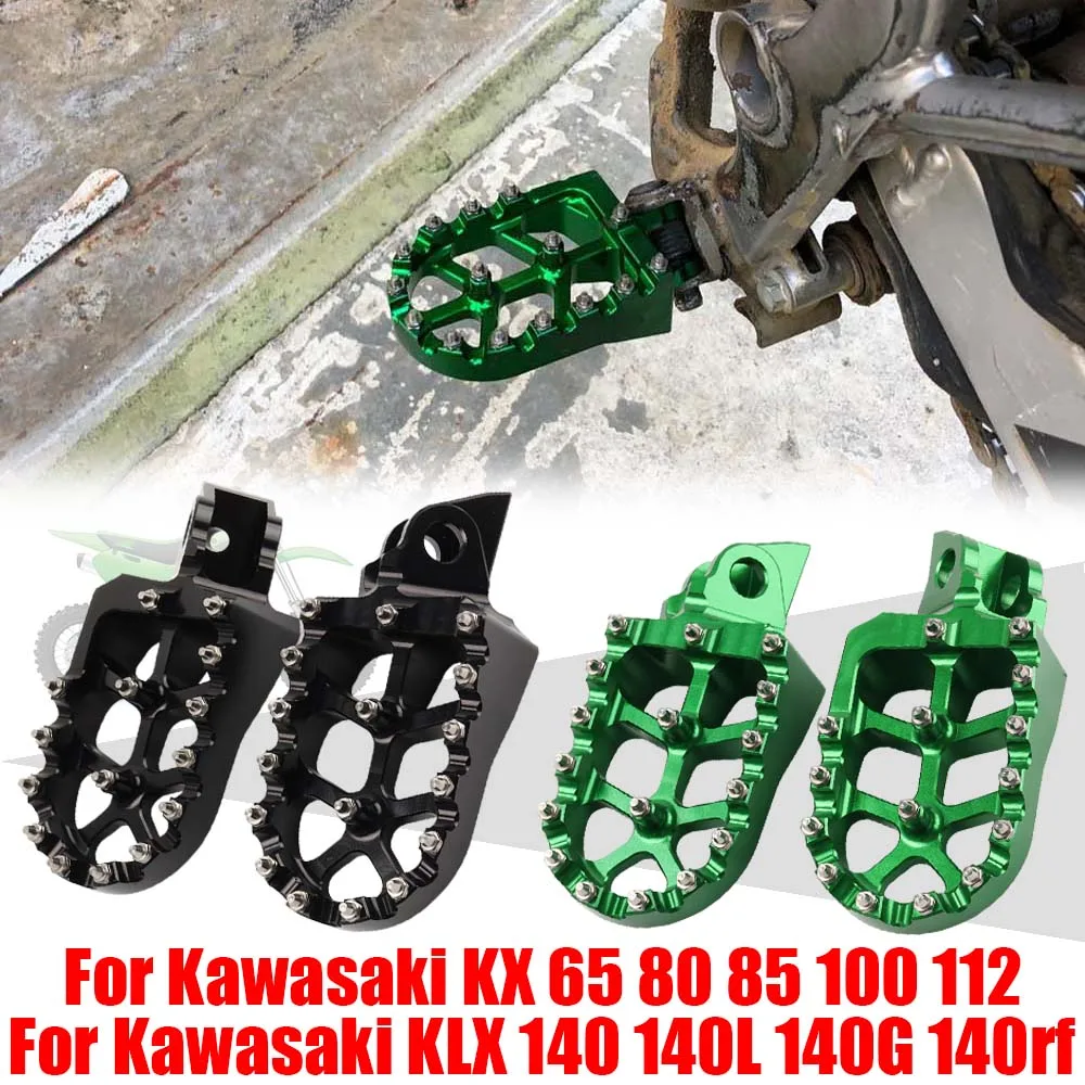 For Kawasaki KX65 KX80 KX85 KX100 KX112 KLX140 KLX140L KLX140G Motorcycle Accessories Footrest Footpegs Foot Pegs Rests Pedals motorcycle accessories motorcycle footrests motorcycle foot pedals