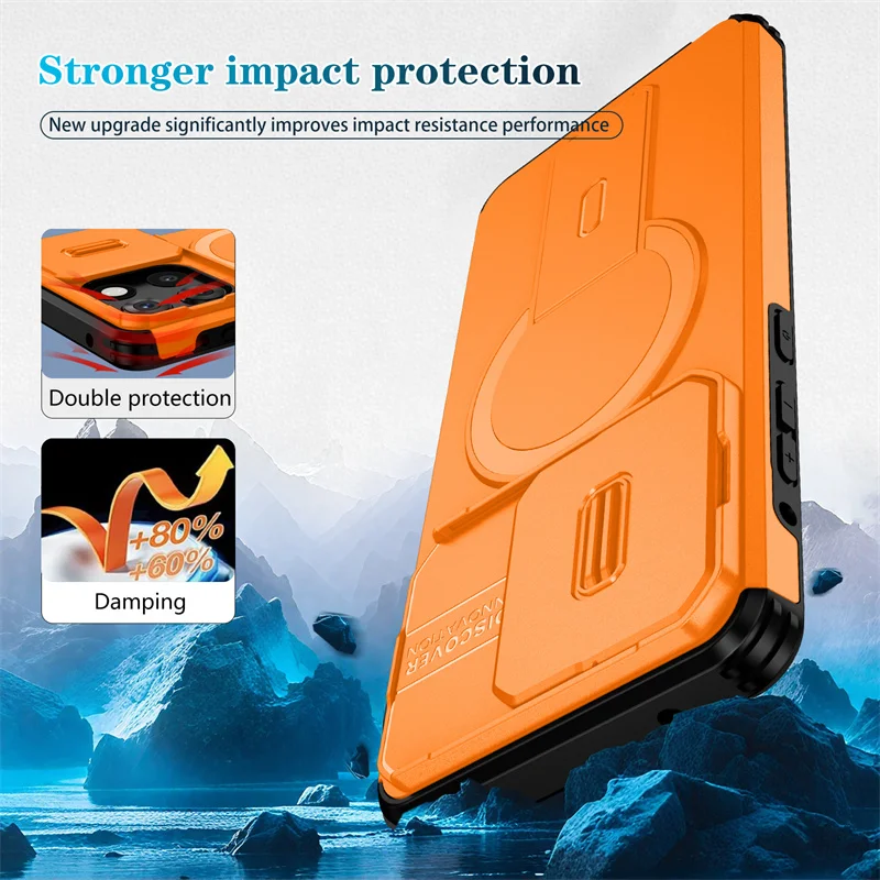 Armor Shockproof Magnetic Wireless Charging Case with Foldable Stand