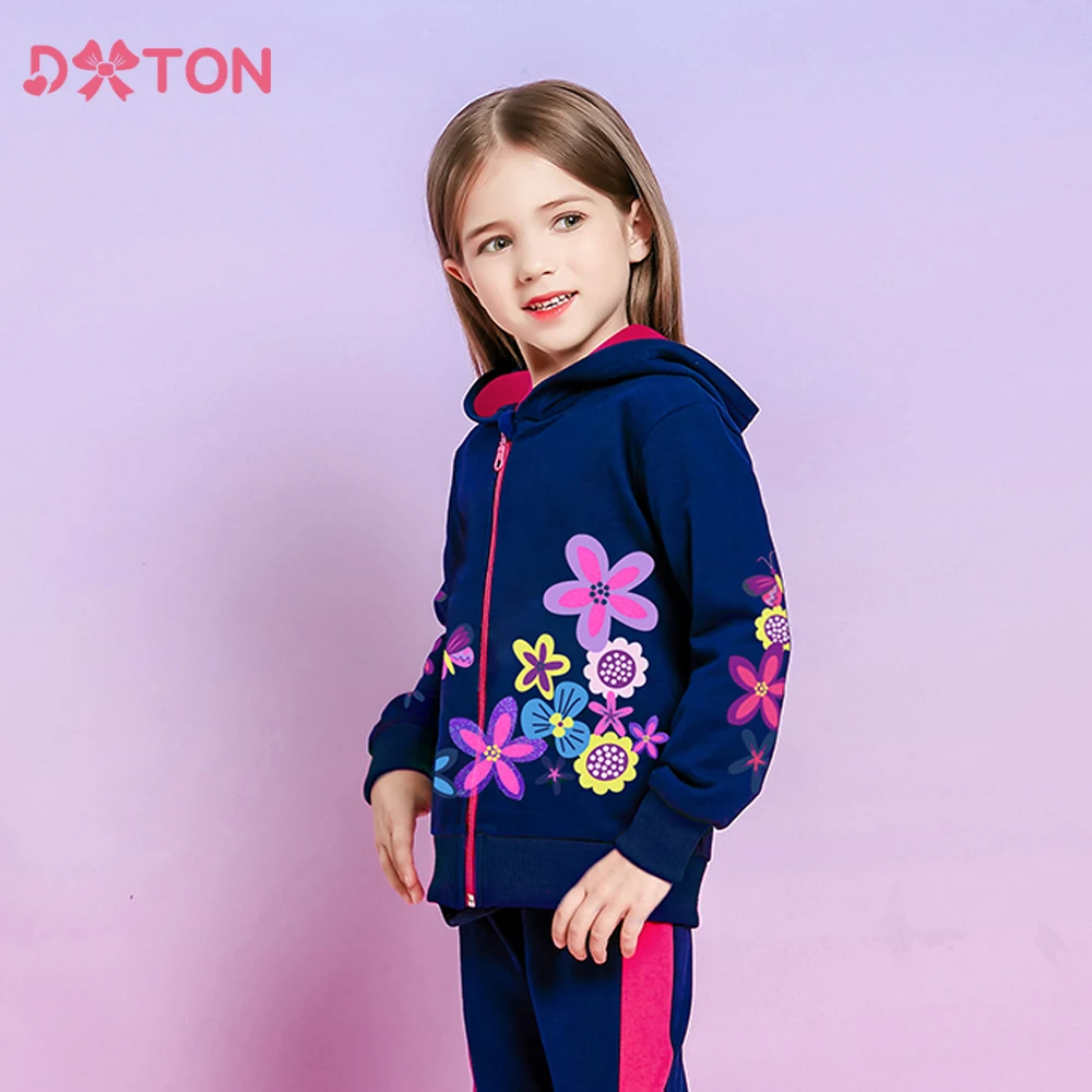 

DXTON Baby Girls Hoodie Outerwear Floral Children Jacket Winter Zip Casual Girls Coat Kids Warm Outwear Toddlers Hoodies Clothes