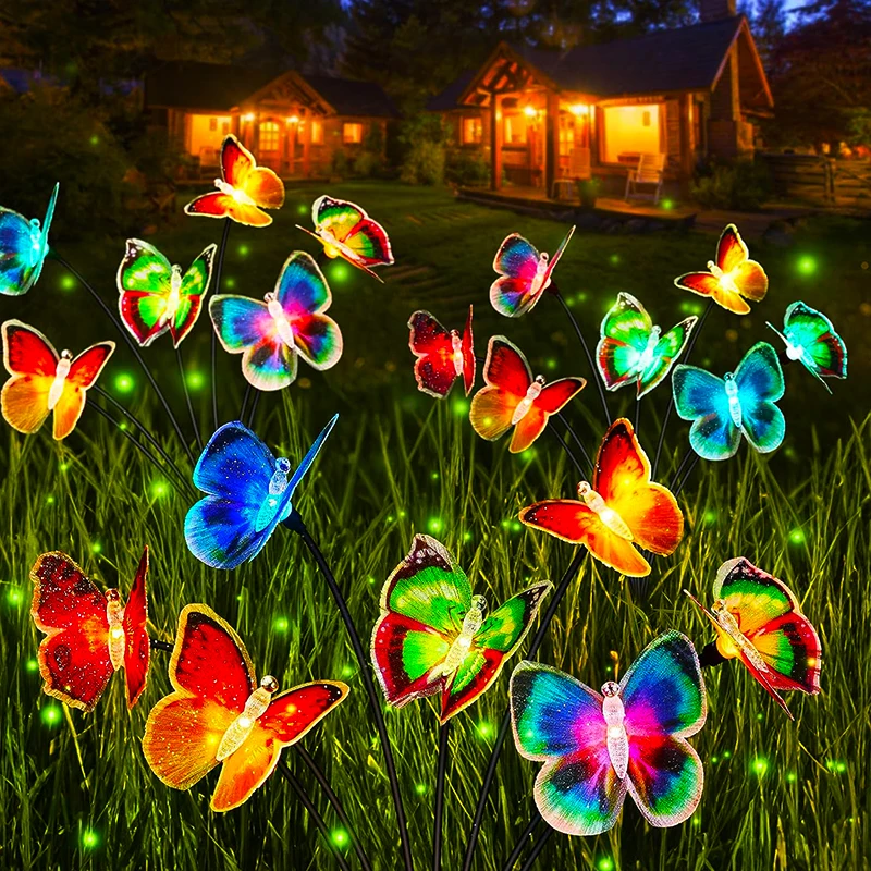 Solar Lights Outdoor Waterproof Garden Decor 6LED Butterfly Pathway Lights For Patio Yard Lawn Decor Lamp solar lights solar fireworks lights solar led lights solar ground lights led fairy lights lawn lamp garden lighting