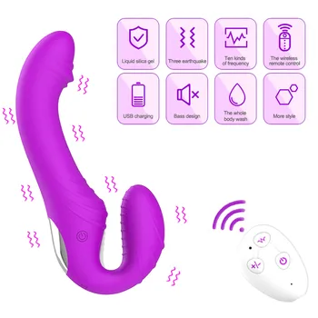 Vibrating Strapless Double Head Vibrators Strap-on Dildo for Couples Lesbian G-Spot Clitoris Stimulate Erotic Sex Toys For Women 3