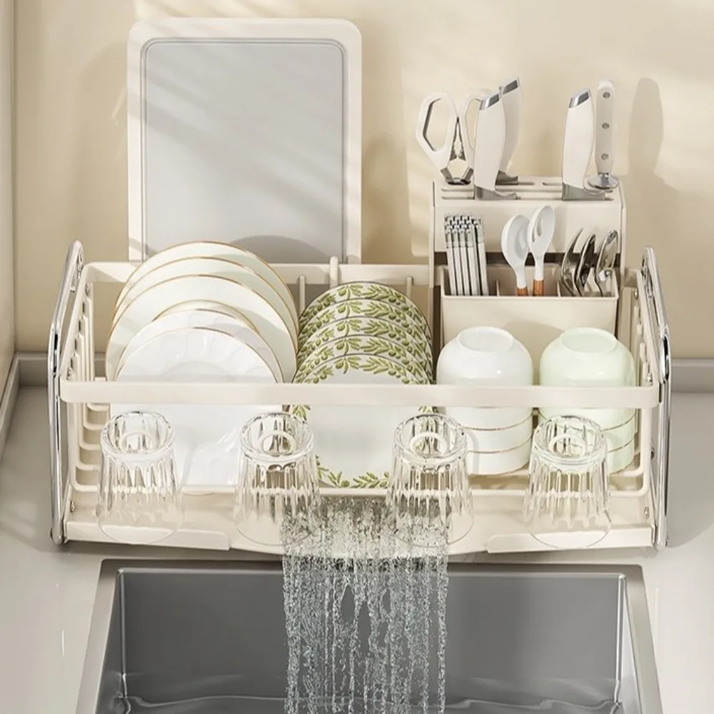 Carbon Steel Dish Rack Holder Rustproof Multifunctional Kitchen Sink Rack Convenient Drain Portable Dish Drying Rack