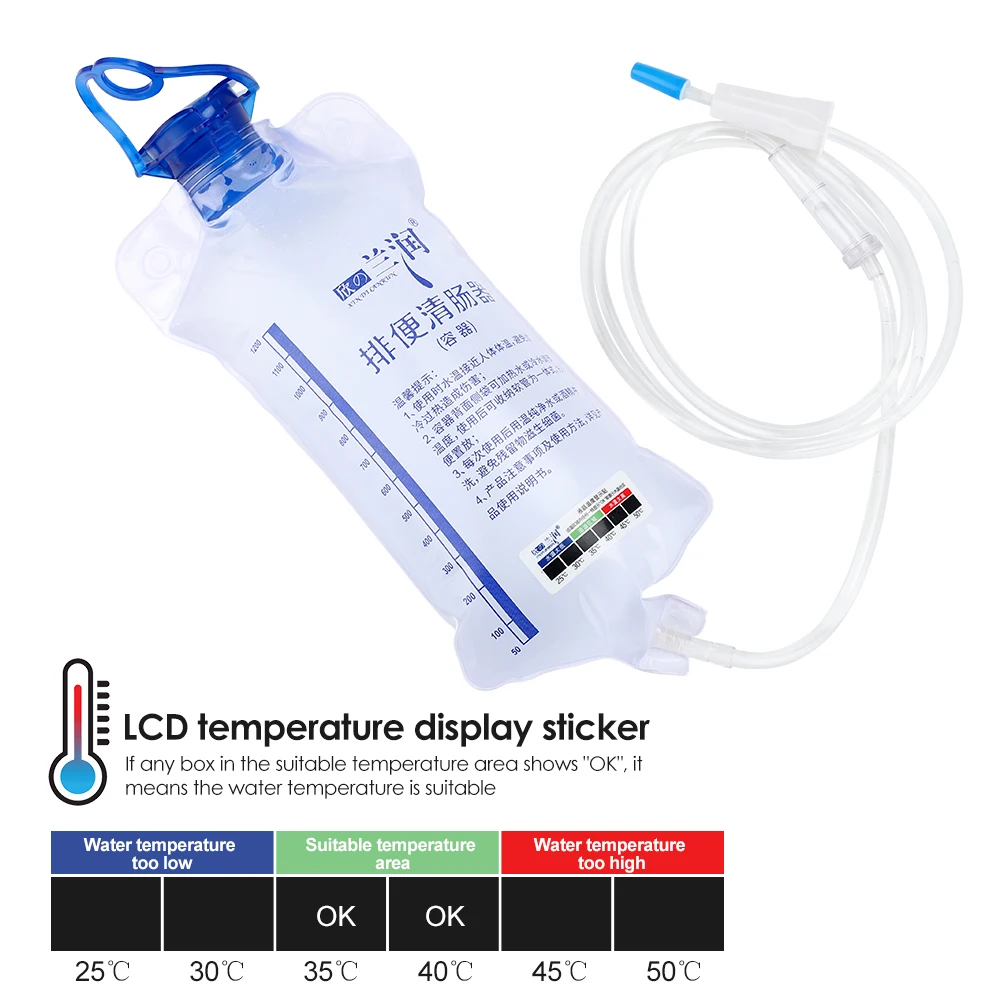 Rectal Enema for Cleaning 1200ml Temperature-sensing Colon Cleanse Enema Bags Safety Health Household Feminine Hygiene Flushing 6