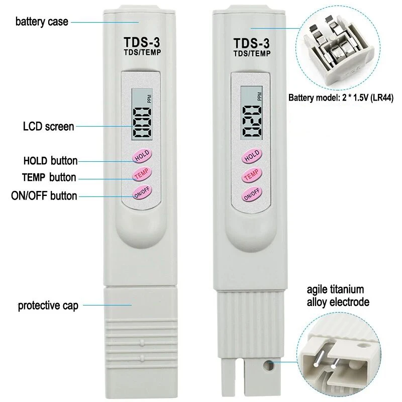 휴대용 LCD 디지털 TDS 수질 테스터 물 테스트 펜 필터 미터 측정 도구 수족관 풀 액세서리