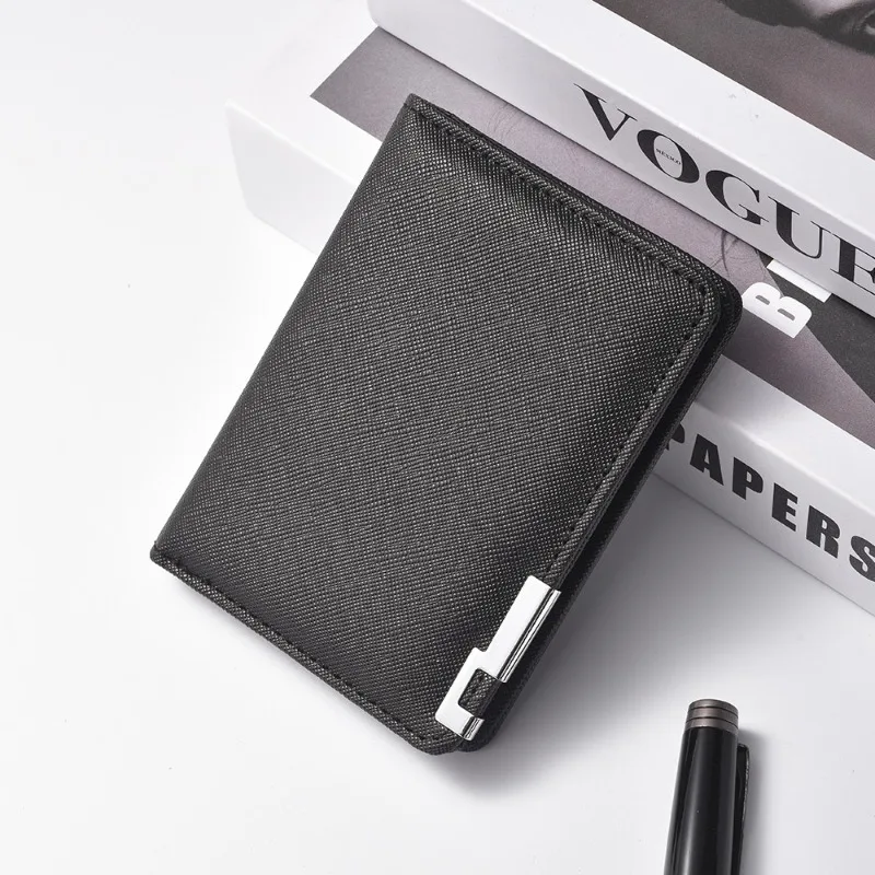 Sleek Black Faux Leather Slim Wallet with Multiple Card Slots