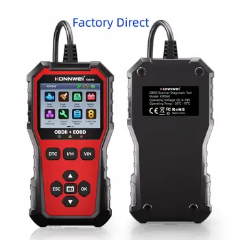 KONNWEI KW340 Scanner Diagnostico Auto CAN OBD2 EOBD, Test Motore e Batteria, Lettura Codici Errore, Dati in Tempo Reale, Ispezione O2