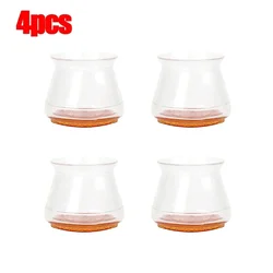 Clear Silicone Chair Leg Floor Protectors with Felt Pads - Set of 16/4 Pieces - L(30mm - 40mm) (4pcs)