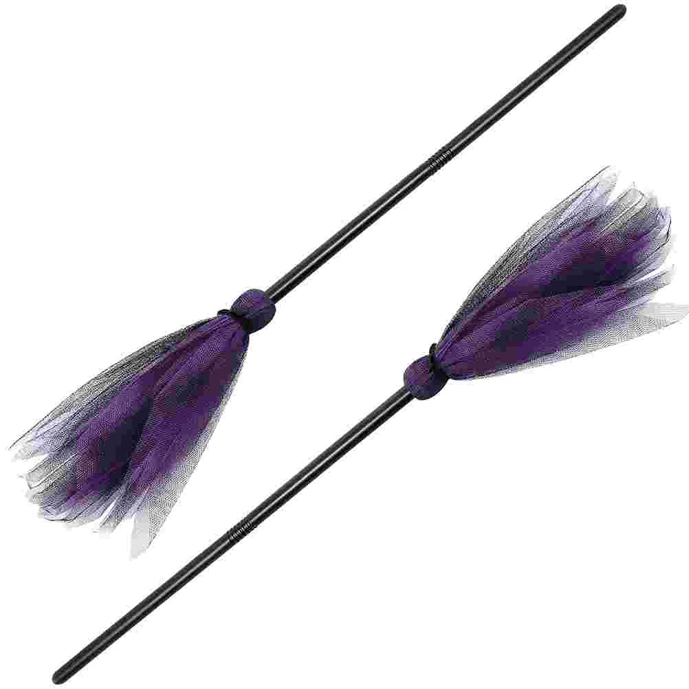 

2 Pcs Witch Broom Halloween Decorative Children’s Toys Broomstick Cosplay Prop Plastic Decorate