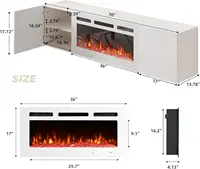 70'' Floating TV Stand with 36'' Electric Fireplace,High Gloss Finish Entertainment Center with 12 Flame Fireplace Insert Heater 2