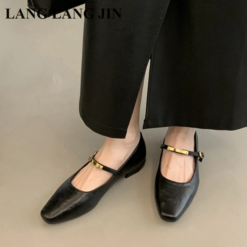 여성 캐주얼 로퍼 메리 제인 슈즈, 스퀘어 토 발레리나 소프트 슈즈, 플랫 발레 슈즈, 브랜드 디자이너, 새로운 패션 신발