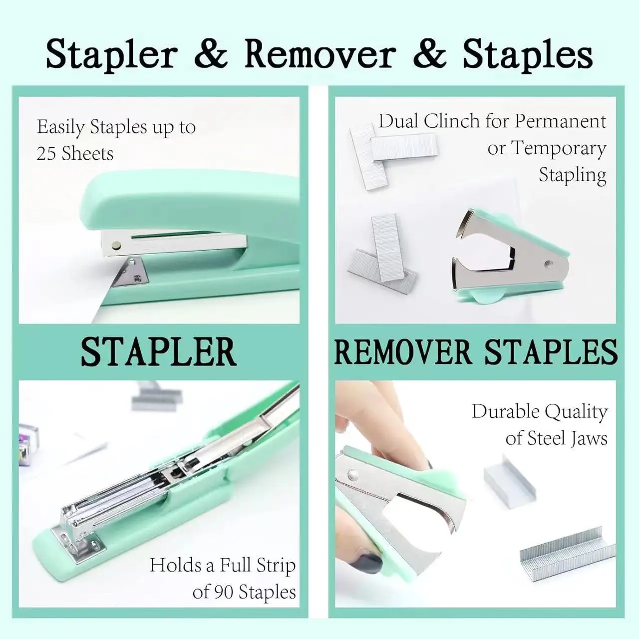 Office Supplies Set Cable Clips Stapler Set Tape Dispenser Staple Remover Staples Clips Scissor And Tabs for Students Office