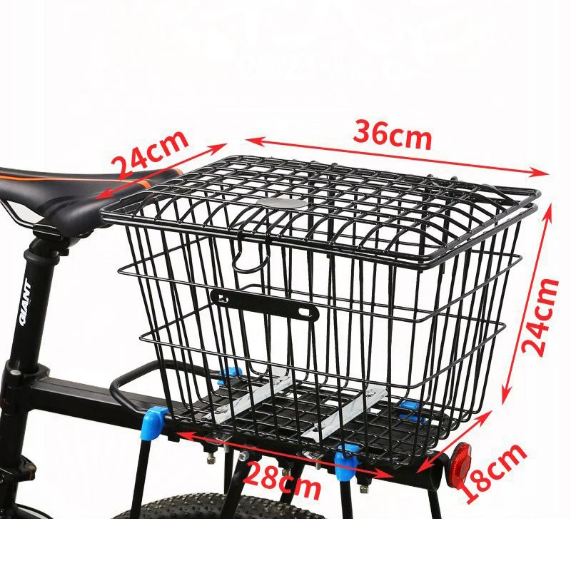 

Bicycle Rear Basket Mountain Bike Metal Basket Folding Bicycle Rear Storage Schoolbag Basket Vegetable Basket