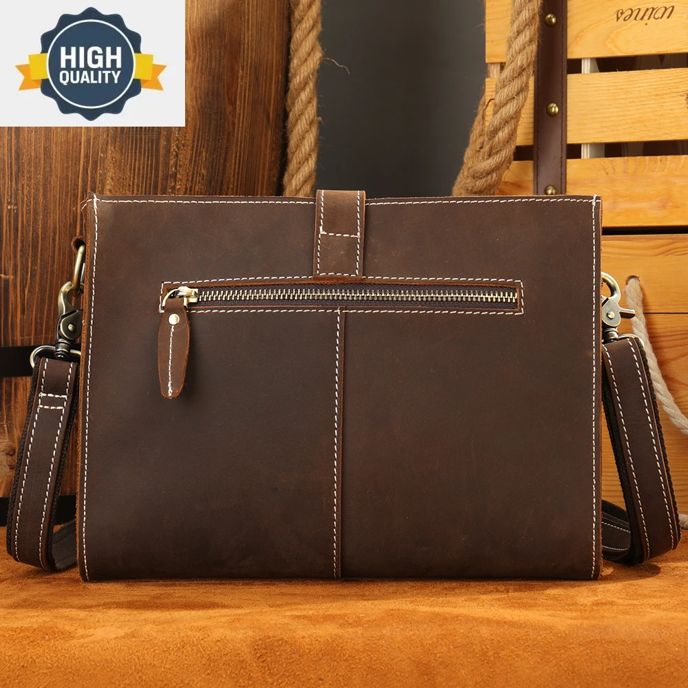 

Vintage Men's Leather Shoulder Bag Small Type Casual Crossbody School Travel for iPad 9.7 Inch 3009