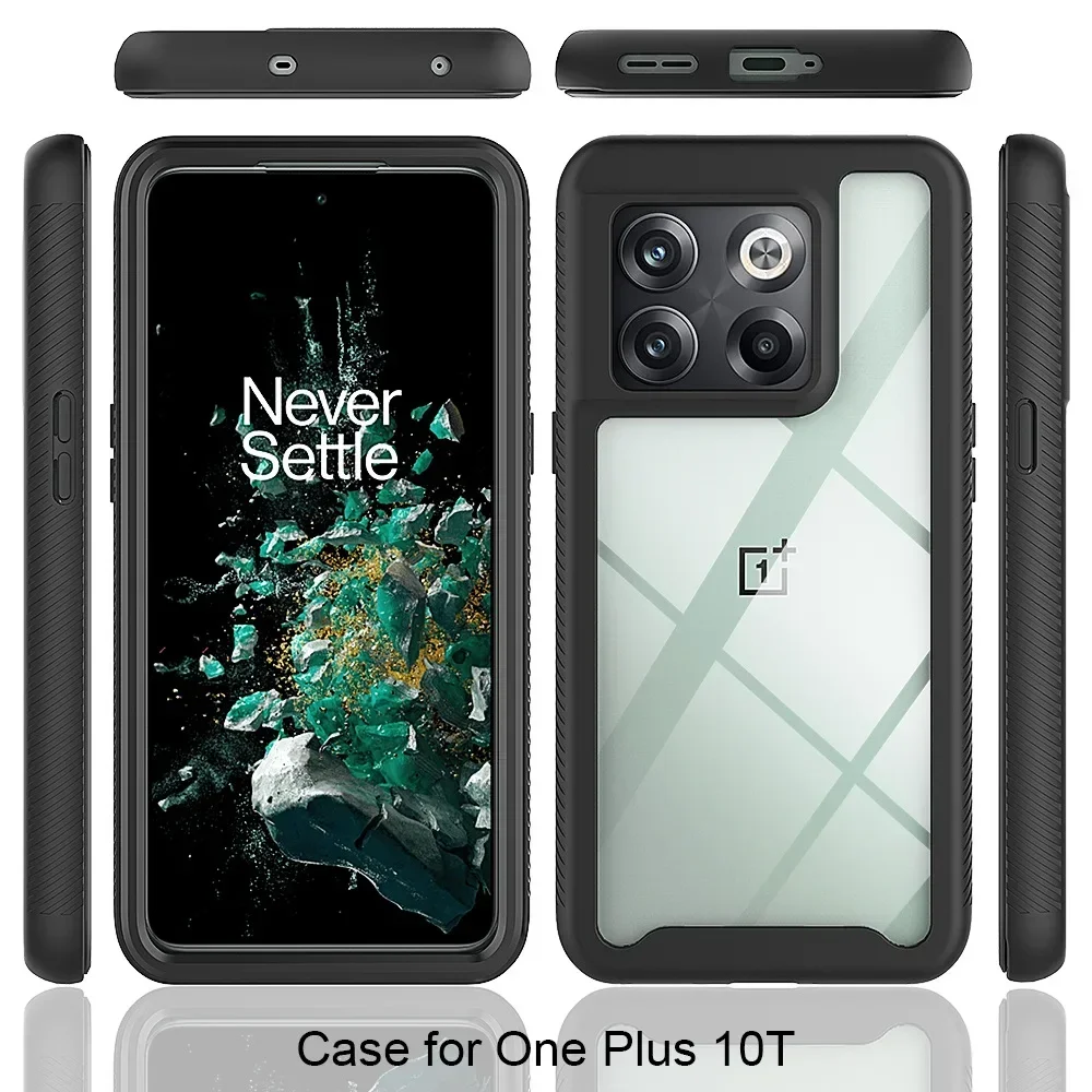 OnePlus 10T Funda Capa 용 TPU/PC 스카이 케이스 2 레이어 구조 하이브리드 충격 방지 쉘 헤비 듀티 폰 커버
