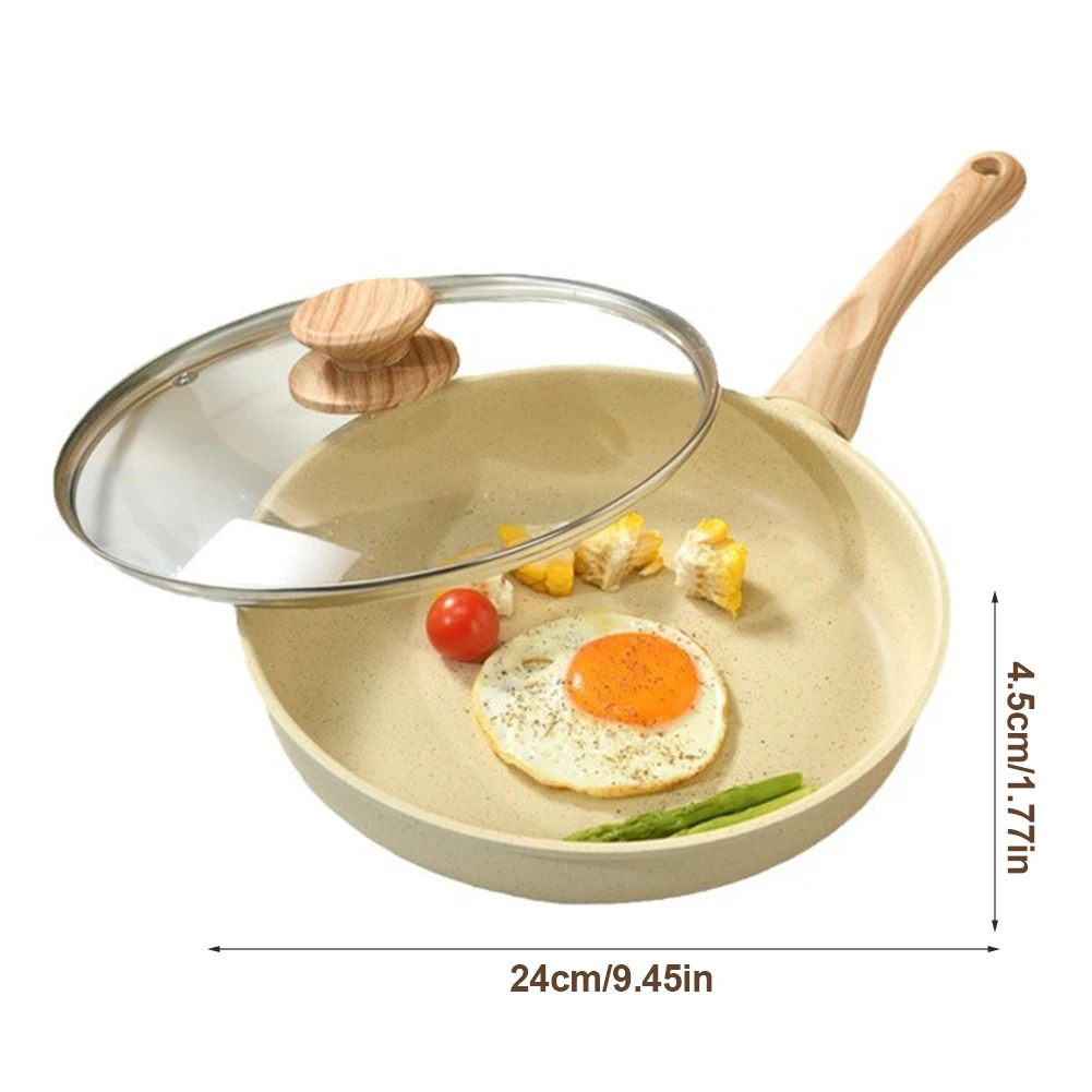 Nonstick Iron Frying Pan Skillet with Lid for Eggs and Omelets