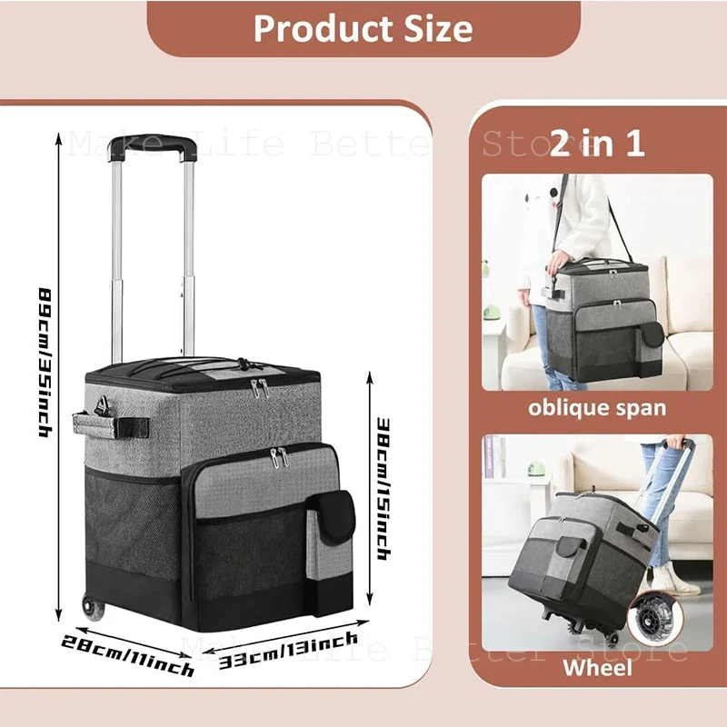Cooler Bag Outdoor Refrigerator Ice Box Outdoor Thermal Cooler Box Trolley Wheels Camping Portable Cooler Warm Refrigerator