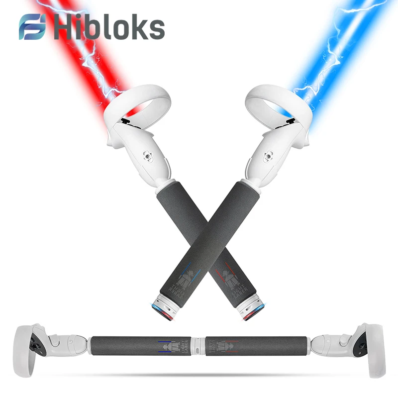 Hibloks vr Espada para Oculus Quest Long Stick Lidar com Sabre de Luz Dupla Extensão Grips Stand Golf Game Rod vr Jogos Acessórios