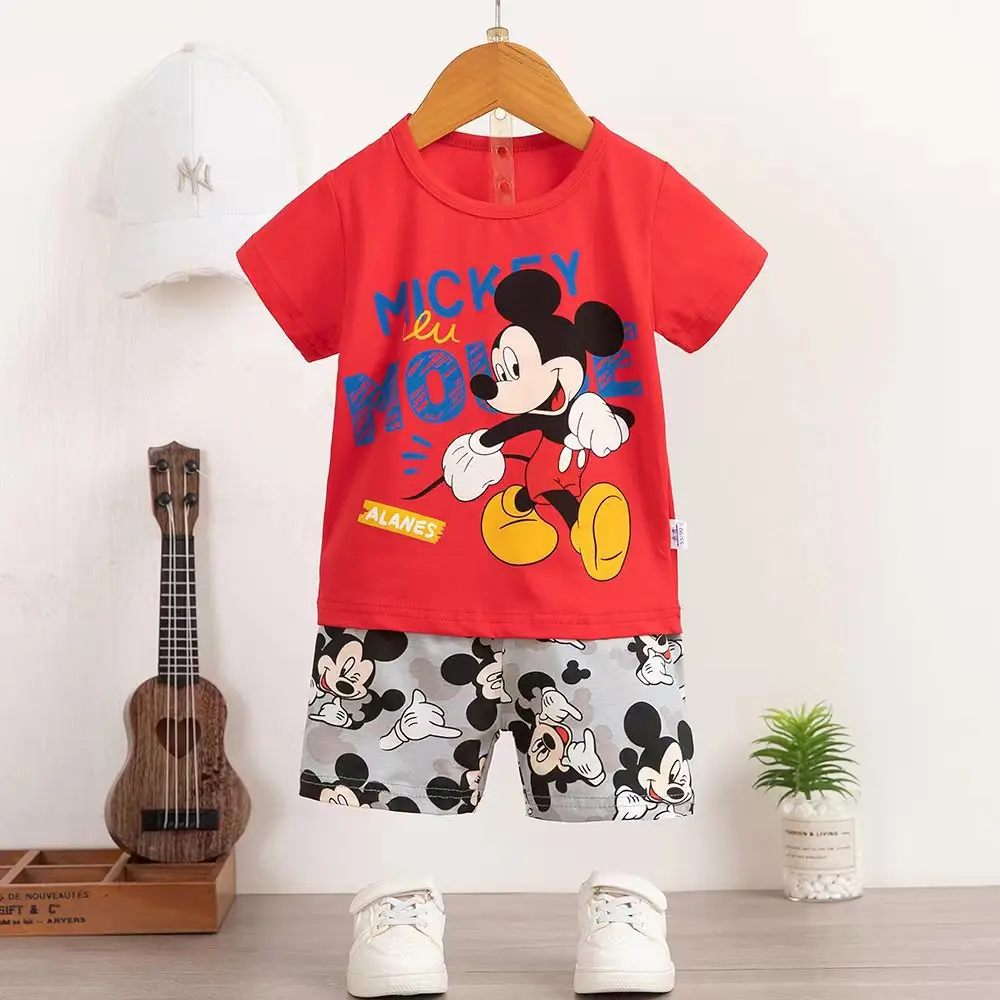 

Mickey Fashion Children Cotton boy Clothing Set Baby Boys Short Sleeve T-shirt Shorts Set Fashion Baby Clothes Suit