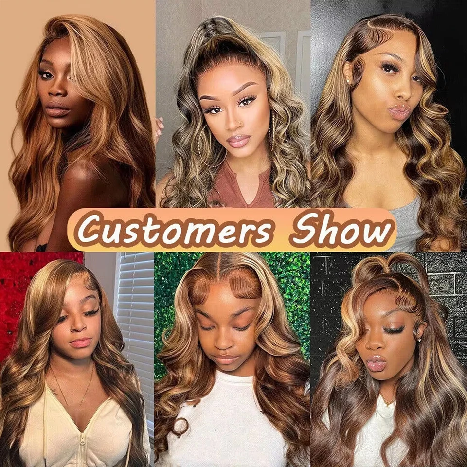 12A Highlight Body Wave Human Hair Bundles P4/27 Honey Brown 100% Human Hair 10-30 Inch 1/3/4 Brazilian Braiding Hair Bundles 6