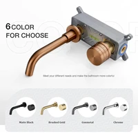 ก๊อกน้ำติดผนังแบบมินิมอล สีทองเหลืองขัดเงา สีโรสโกลด์ ดีไซน์ทันสมัย แบบฝัง 2 รู สำหรับน้ำร้อนและน้ำเย็นในห้องน้ำ 5