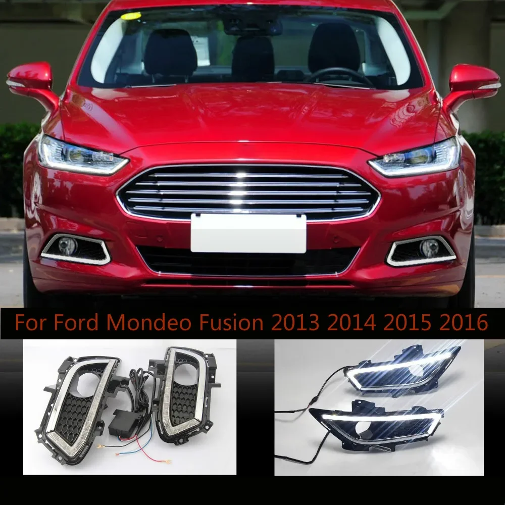 

2Pcs For Ford Mondeo Fusion 2013 2014 2015 2016 LED DRL Daytime Running Lights LED Daylight Fog light waterproof