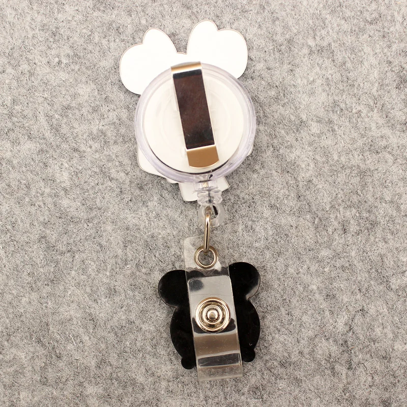 Two Face Girl Mouse Stitch Style Badge Reel Nurse Workers Enfermera ID Holder Retractable Name Card Holder Accessory retractable badge reel badge holder retractable id tag retractable id lanyard