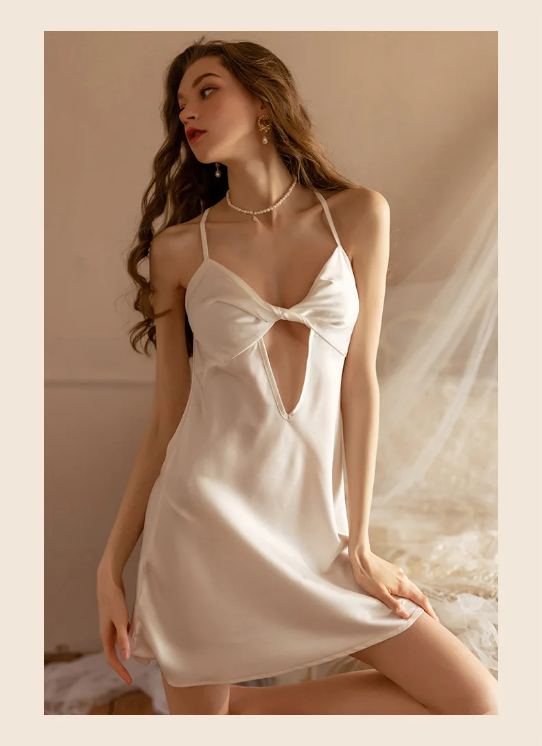 backless silk nightgown
