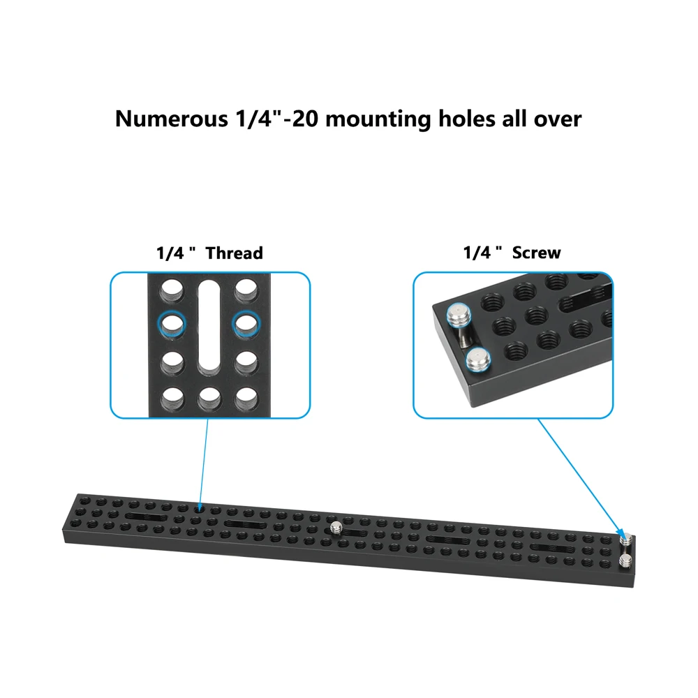 Camera Cheese Baseplate Extension Long Plate With Multiple 1/4"-20 Thread Holes